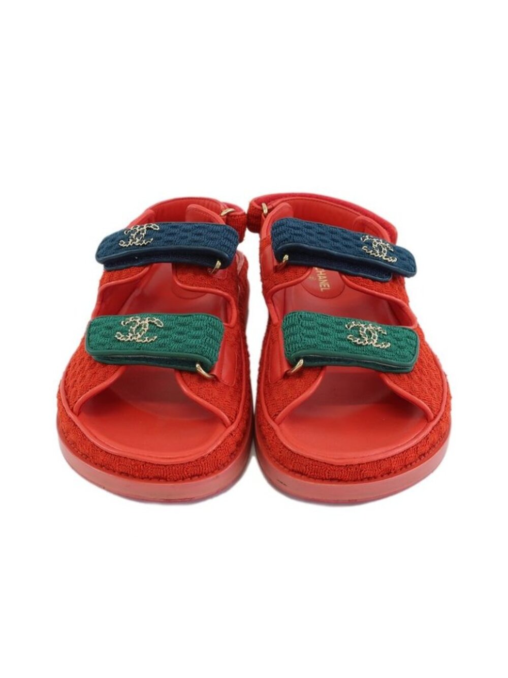 Chanel Sports Sandals Red Multicolor 36 Leather CC - Picture 2 of 10